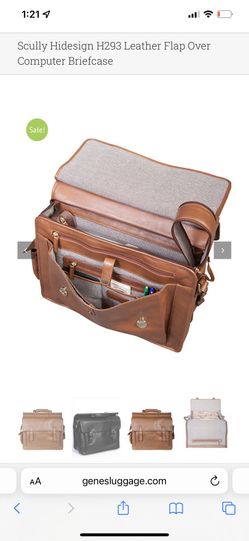 Hidesign By Scully H293 Flap Over Laptop Briefcase Brown for Sale