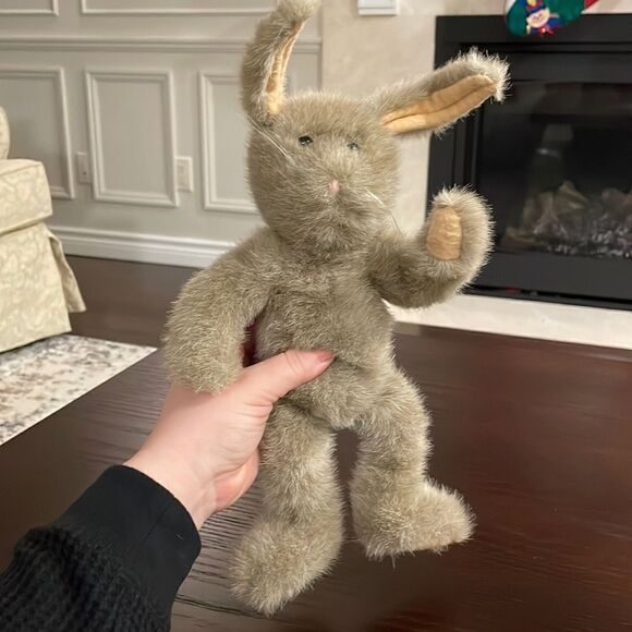 Vintage 1987 The Boyds Collection Jointed Bunny Rabbit Bean Bag Plush 13” tall