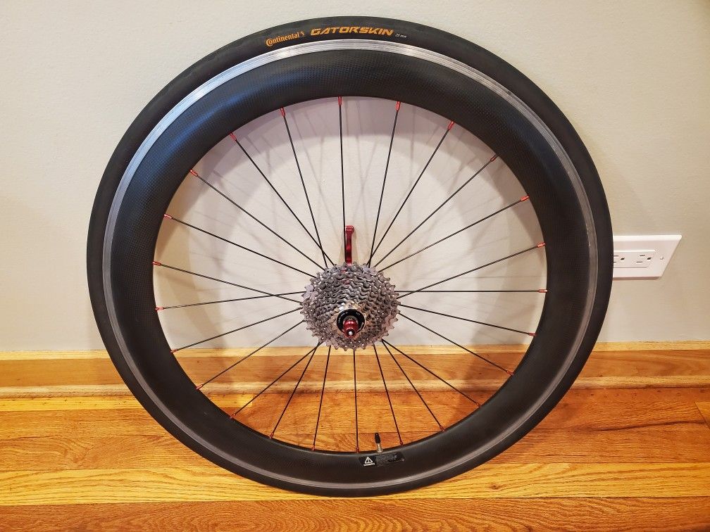 Road Bike Rear Wheel With Novatec F372SB Hub 10 Speed SunRace 11T Cassette And Continental Gatorskin Tire
