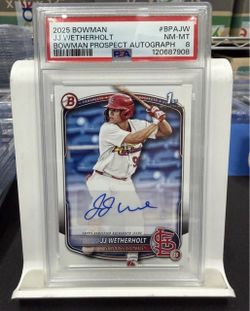 2025 Bowman JJ Wetherholt 1st Bowman Paper Auto PSA 8 #BPAJW Cardinals