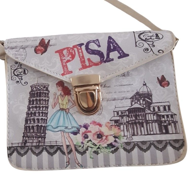 Stylish Pisa Italy Crossbody Purse – Shoulder Bag with Italian Monuments