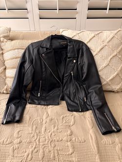 Ambiance Black Faux Leather Moto Jacket