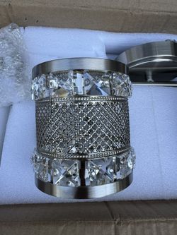 Modern Crystal Wall Sconce Set – Brushed Nickel (New in Box, Set of 4)