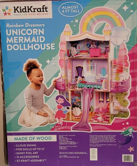 KidKraft RAINBOW DREAMERS UNICORN MERMAID DOLL HOUSE
