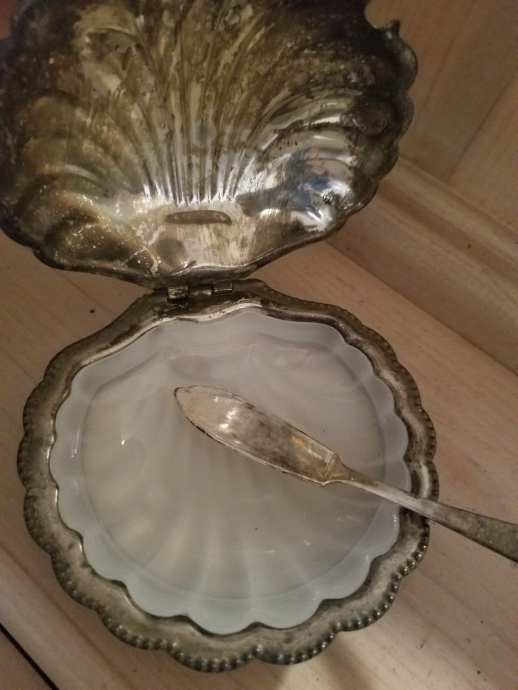 Silver plated clam shell