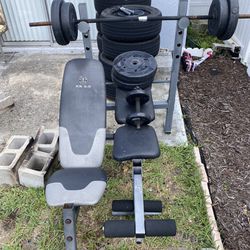 Bench Press, Barbell And Weights, And Incline Bench