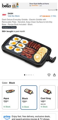 Dash Deluxe Everyday Griddle - Electric Griddle with Removable Plate - Nonstick