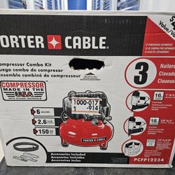 Porter-Cable 3-Piece Nailer and 0.8 HP 6 Gallon Oil-Free Pancake Air Compressor Combo Kit