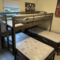 Triple Bunk Bed Frame With Mattresses 