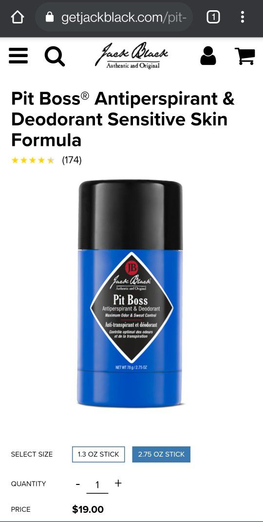 3Pack Best Smelling Jack black Antiperspirant and Deodorant
