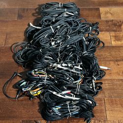 Huge lot of guitar and aux cords& Cables  for music equipment 