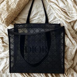 Dior Black Mesh Tote Bag