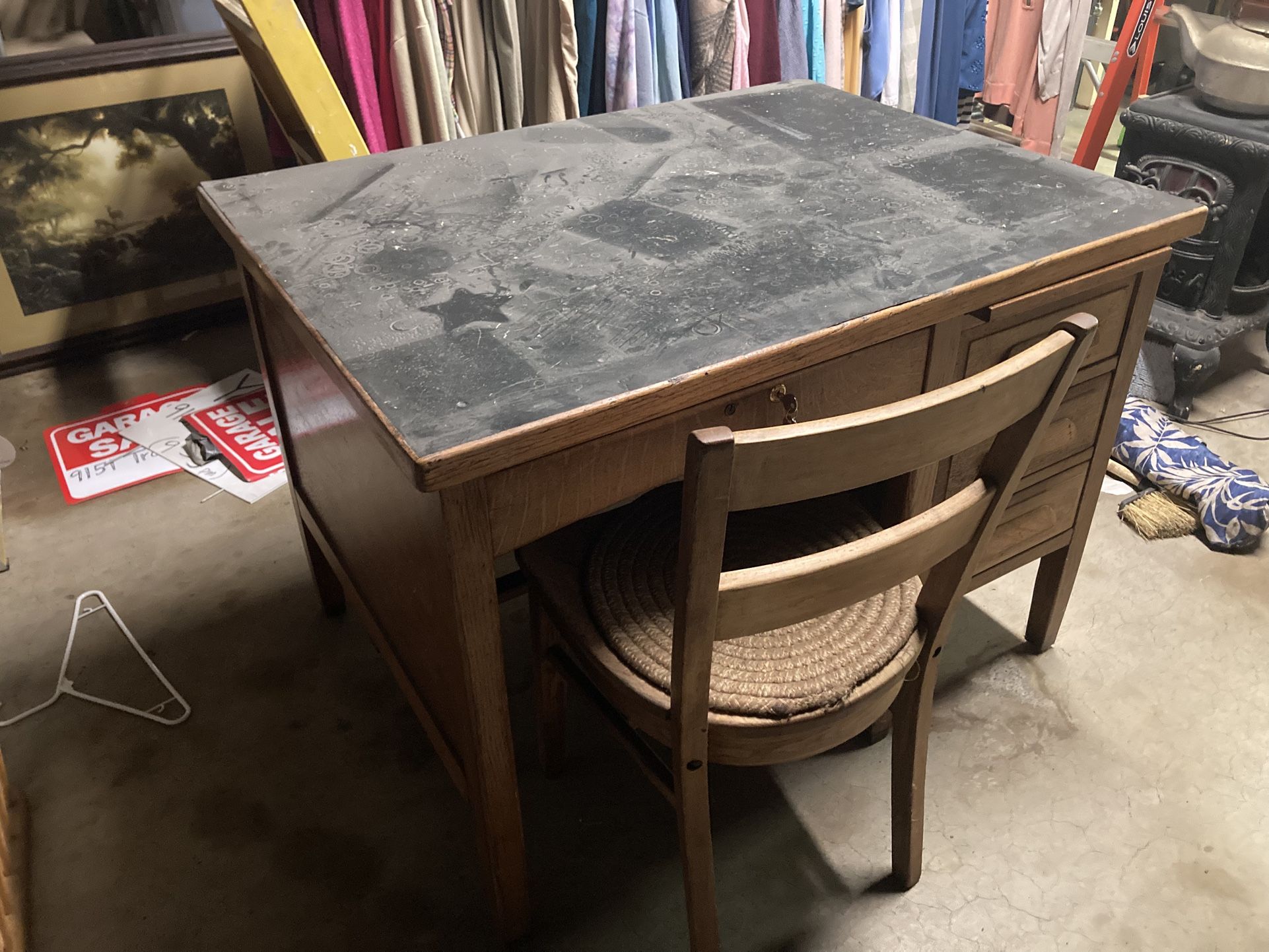 Antique Desk With Chair