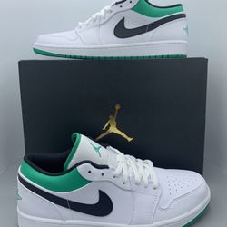 Brand New Nike Air Jordan 1 Low White/Lucky Green/Black Men's Size 12 553558-129