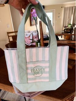 Trader Joe’s Mini STRIPED Tote- GREEN 💚