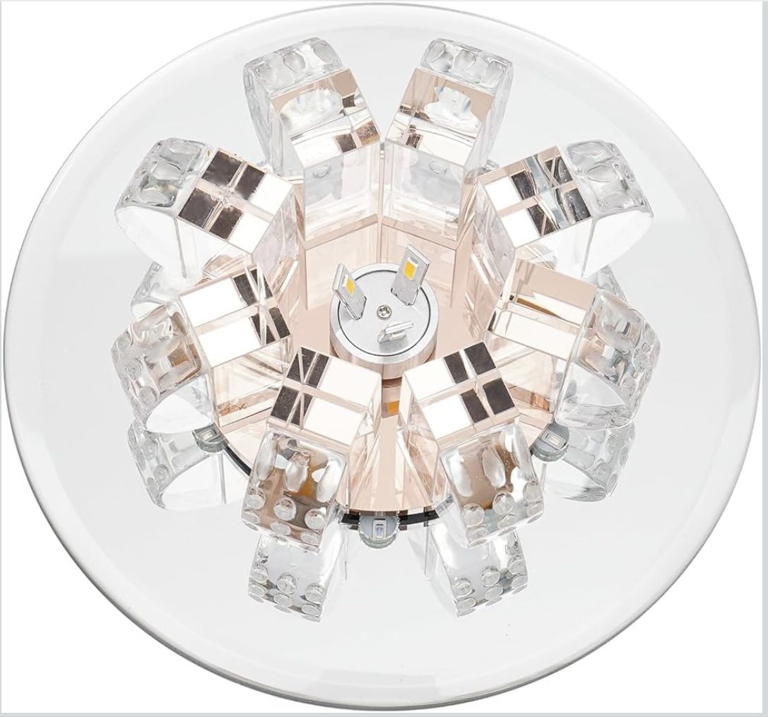 New 7.1” W Modern Crystal Ceiling Lamp W Adjustable LED Color Temperature Luxury Flush Mount Light