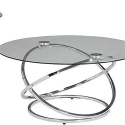 Signature Design by Ashley Hollynyx Contemporary Round 3-Piece Occasional Table Set, Includes Coffee Table and 2 End Tables, Chrome