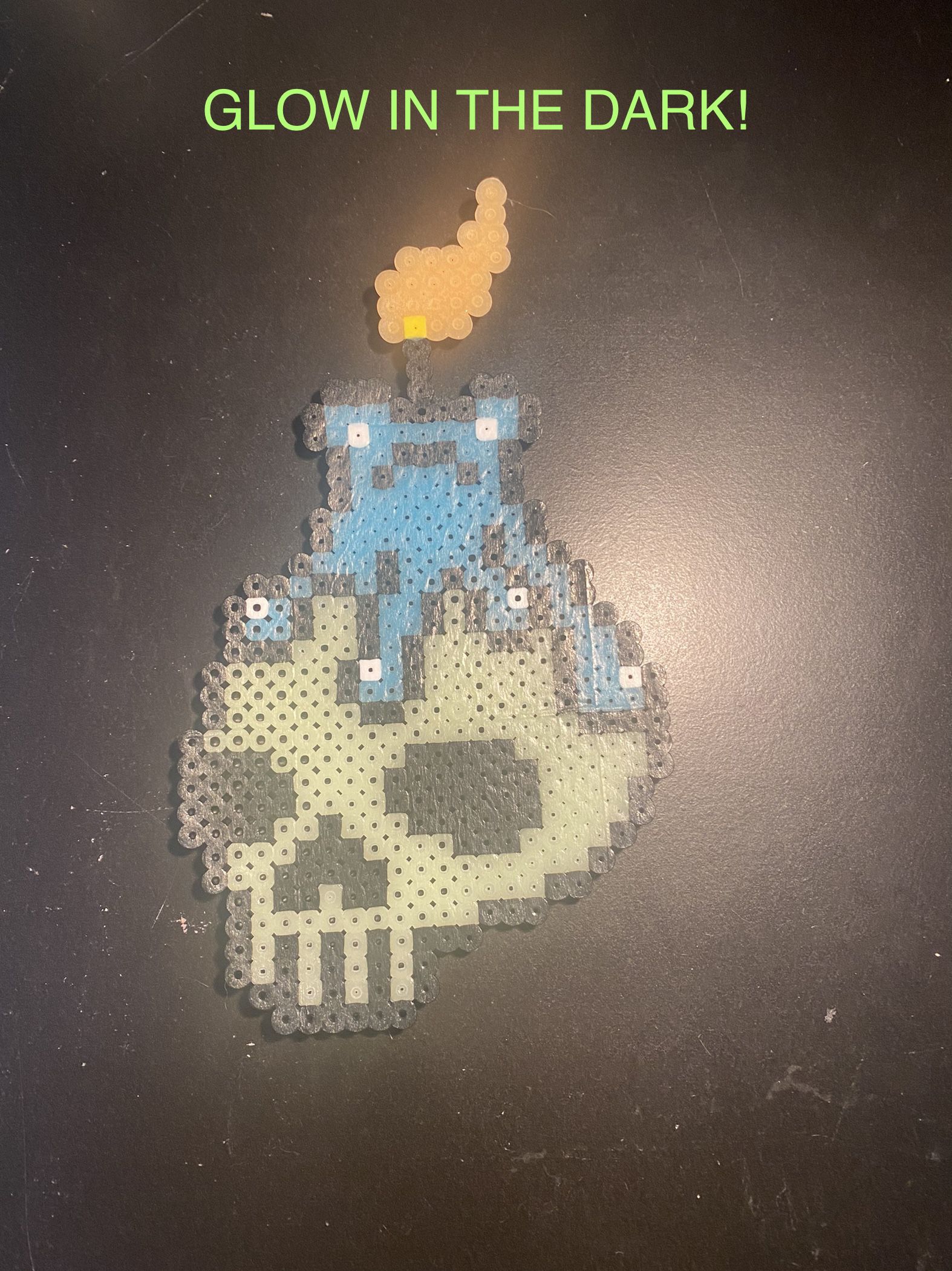 Glow In The Dark Skull W/ Blue Candle