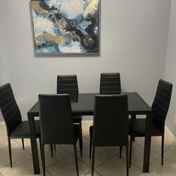 Leather Liked Materials Dining Table With 6 Seats (NEW!)