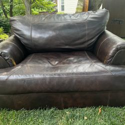 Leather Couch And Oversized Chair 