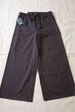 NWT Gap Twill Drawstring Wide Leg Pants Women's Sz M Black 100% Cotton MSRP $90