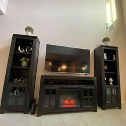 3 Piece Entertainment Center With Electric Fireplace