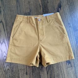 LOFT Womens The Washed Twill Short Mustard Gold Chino Summer Shorts Size 00 NWT
