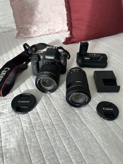 Canon EOS REBEL T6S • Zoom Lens EF-S 18-135mm & 55-250mm • Battery Grip • DSLR Camera Like New