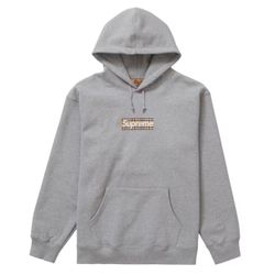 Supreme Burberry Box Logo Hoodie Grey
