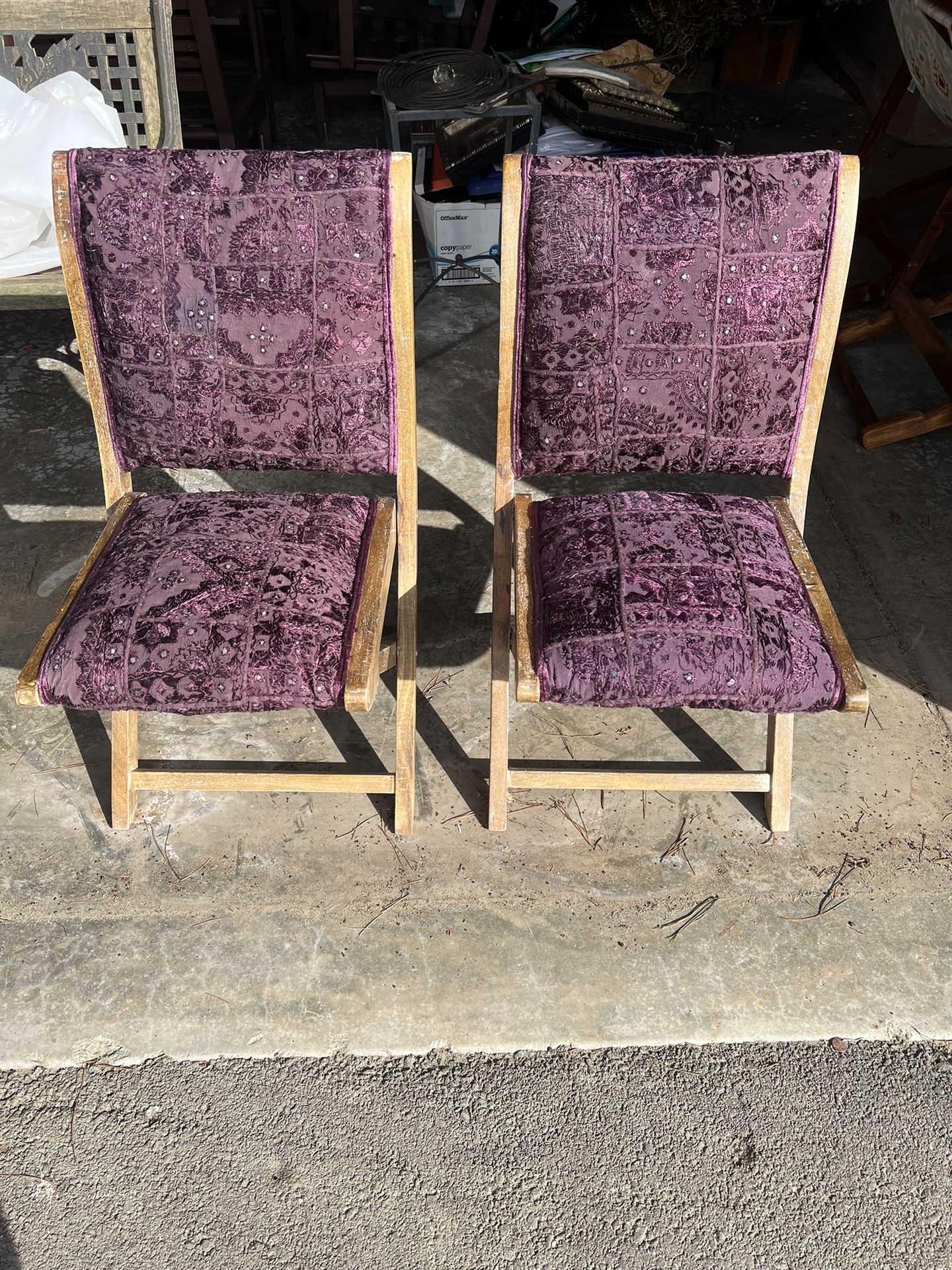 Boho Style Purple Embroidery Folding Chairs (2) 