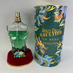 Jean Paul Gaultier Le Beau Paradise Garden 4.2 oz Large Bottle 85-90% Full - Has Loose Collar - Atomizer Spray Works Fine