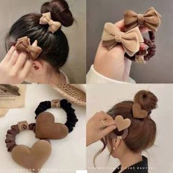 4 Pcs Elastic Bow Hair Band Rubber Hair Tie Ponytail Holder Girl Hair Ties Hairband
