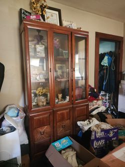 Wooden China Cabinet with Glass Doors