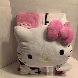SANRIO HELLO KITTY PINK NOGGINZ PILLOW & PLUSH SOFT BLANKET  60” x 90” NEW 3+