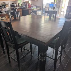 Pub Height Table With Four Chairs 60 X 60 (With Leaf In)