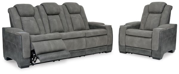 Next-Gen Durapella Slate Power Reclining Sofa and Power Recliner (Online Special Price)