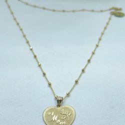 14k solid gold Stazione chain and moms days pendant , necklance gold pendant