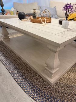 Large Farmhouse Coffee Table with Baluster Legs
