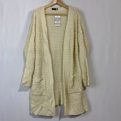 Sueter Women’s Apricot Open Front Knit Cardigan Cream Size Small NWT
