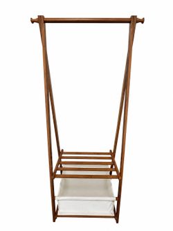 Wooden Garment Rack with Storage Drawers