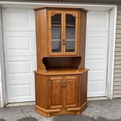 Amish Built Walnut Wood Corner Storage Cabinet 