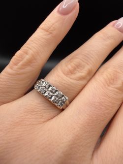 14K white gold natural diamonds beautiful vintage ring band 2.5g