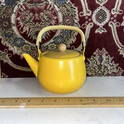 Vintage Yellow  Enamel/Metal Teapot Mid Century Japan