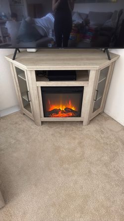 TV Stand Fireplace Cabinet Heater Light Storage Corner