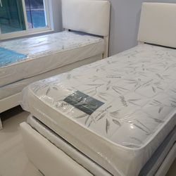 $599 For 2 Twin Beds With Mattress And Box Spring Brand New Free Delivery 