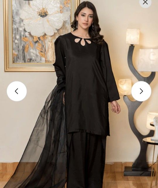 Farshi Shalwar Kurta Set 3 Piece Raw Silk