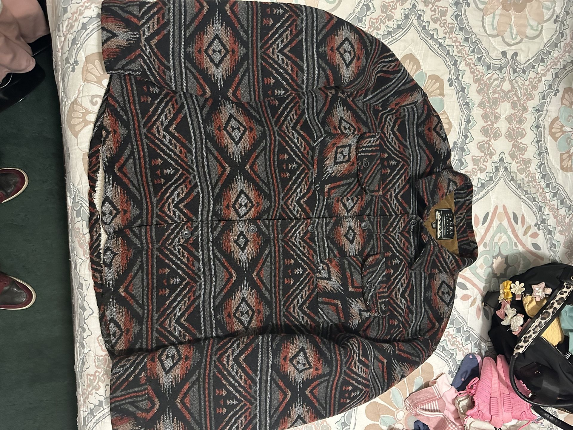 2XL Jachs men’s wool blend sherpa lined flannel shirt jacket