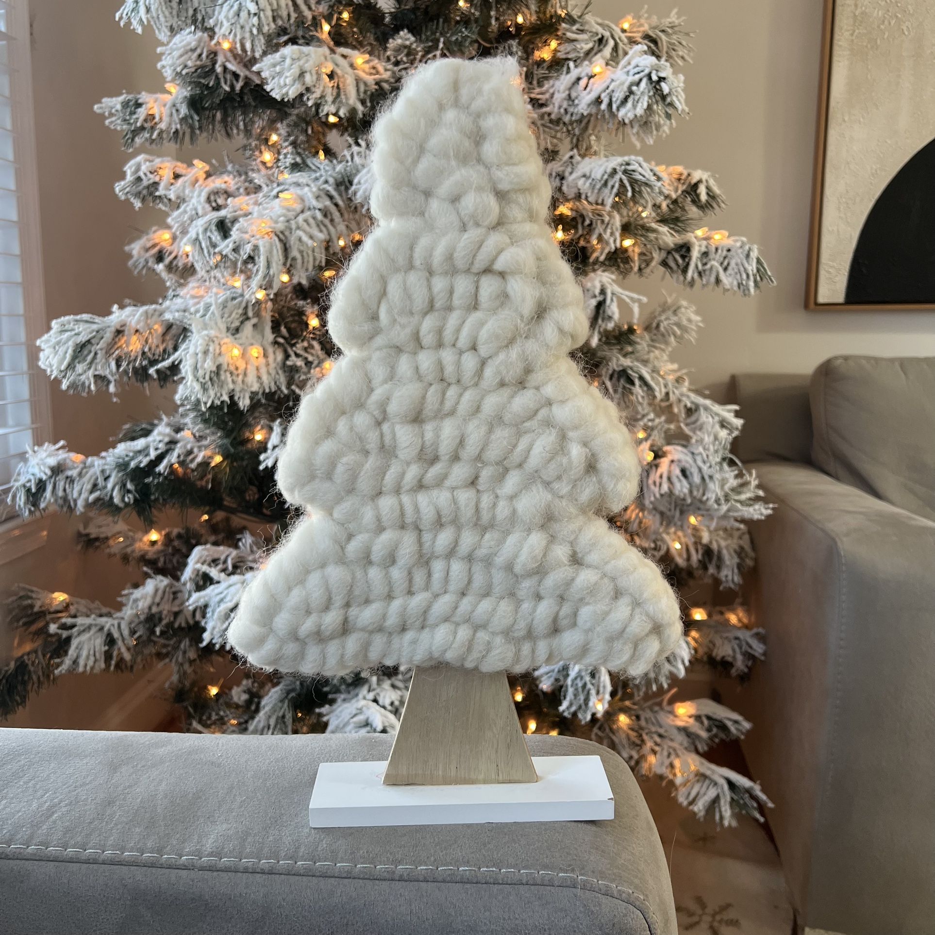 Decorative White Felt Christmas Tree 16”