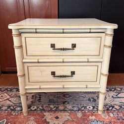  Vintage Faux Henry Link Bali Hai Faux Bamboo 2-drawer Night Stand - Delivery Available 
