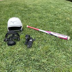 Girls  Softball Kit! Only One Season, Mizuno Helmet, -10 Easton Pink Sapphire, 